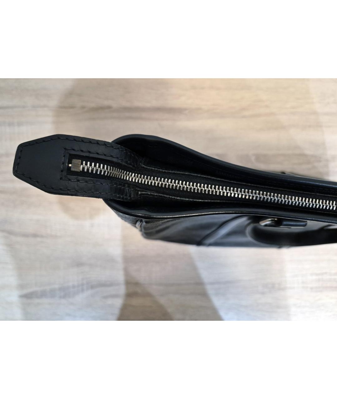 LOUIS VUITTON Черная кожаная сумка тоут, фото 8