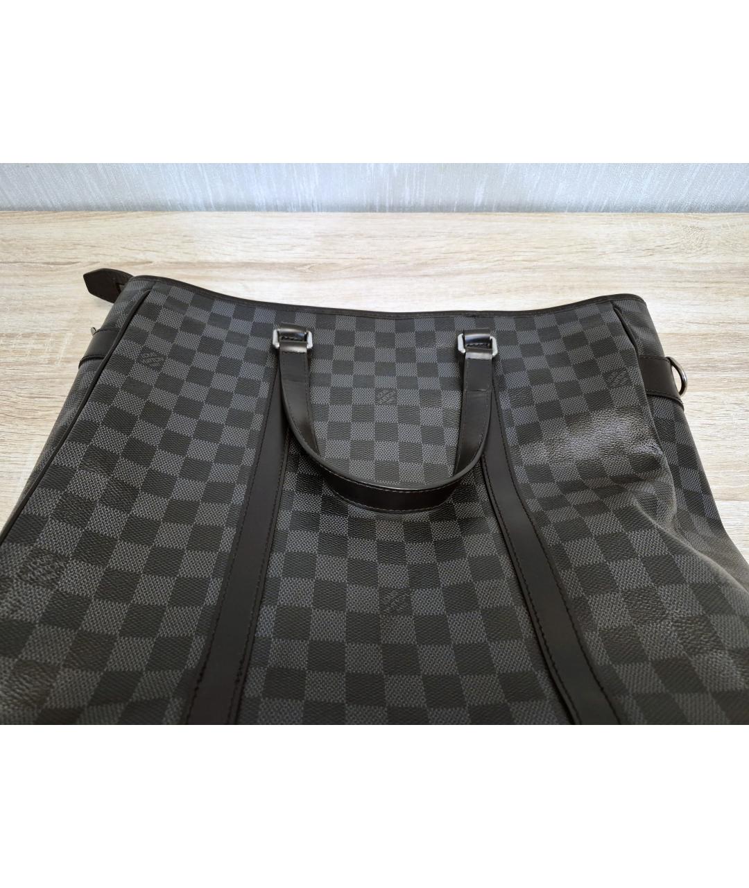 LOUIS VUITTON Черная кожаная сумка тоут, фото 4