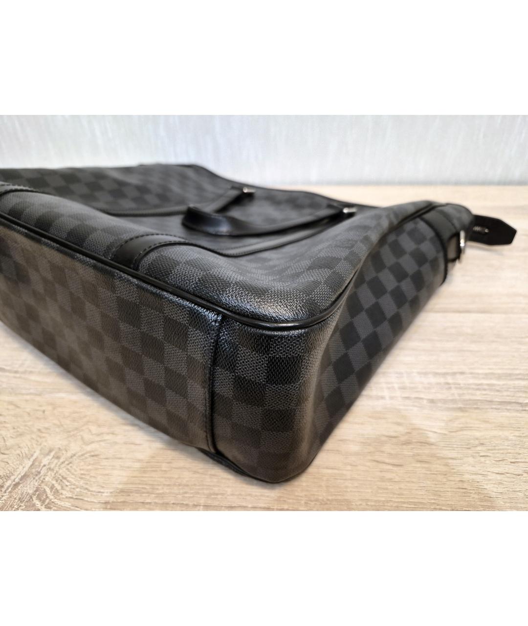 LOUIS VUITTON Черная кожаная сумка тоут, фото 6