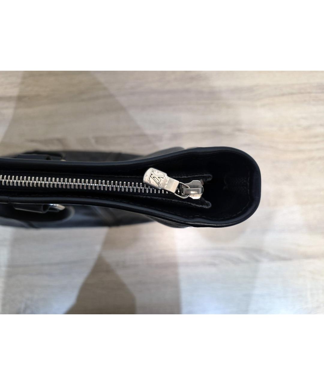 LOUIS VUITTON Черная кожаная сумка тоут, фото 7