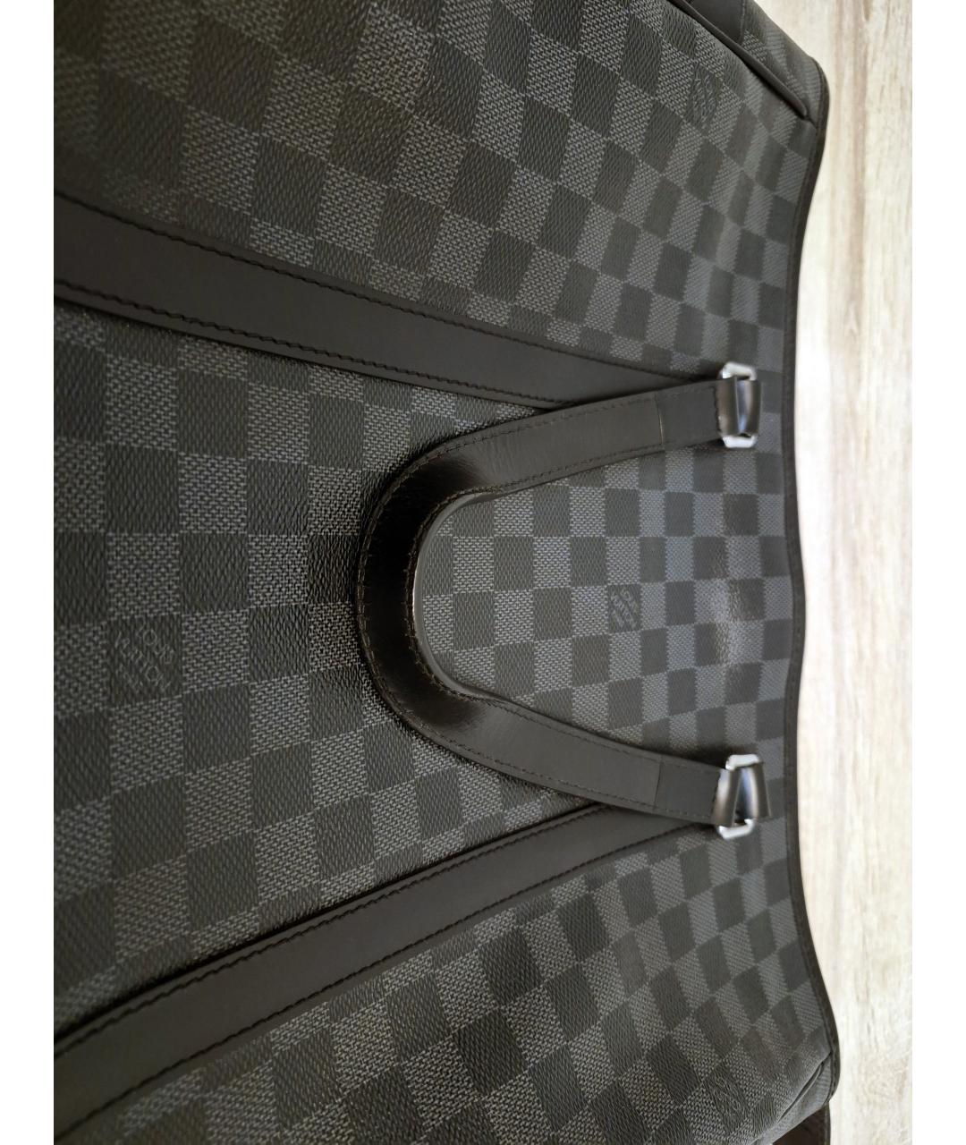 LOUIS VUITTON Черная кожаная сумка тоут, фото 3