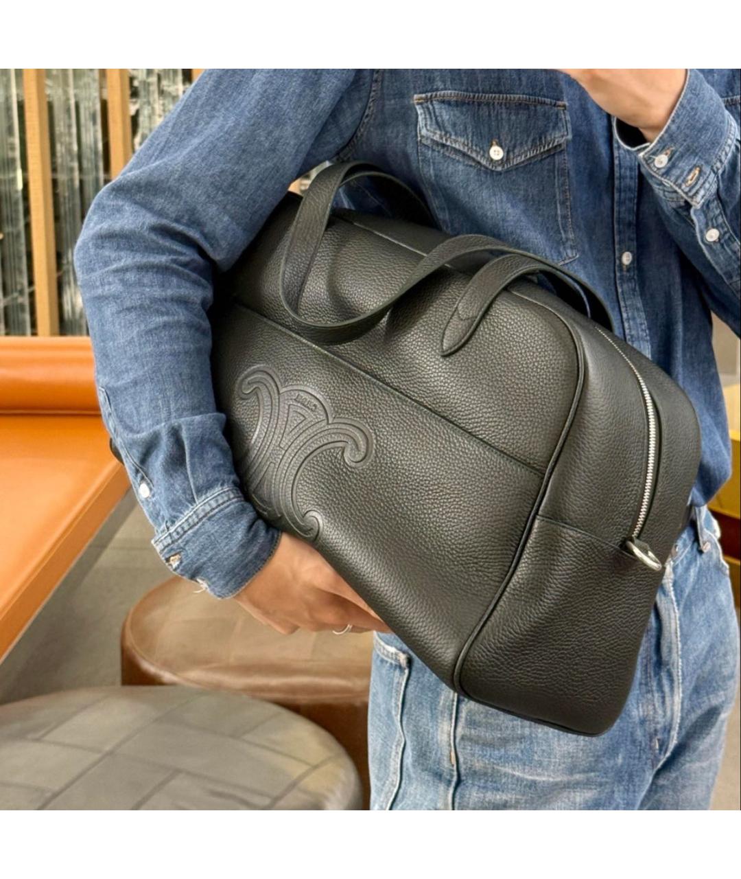 CELINE Черная кожаная сумка на плечо, фото 6