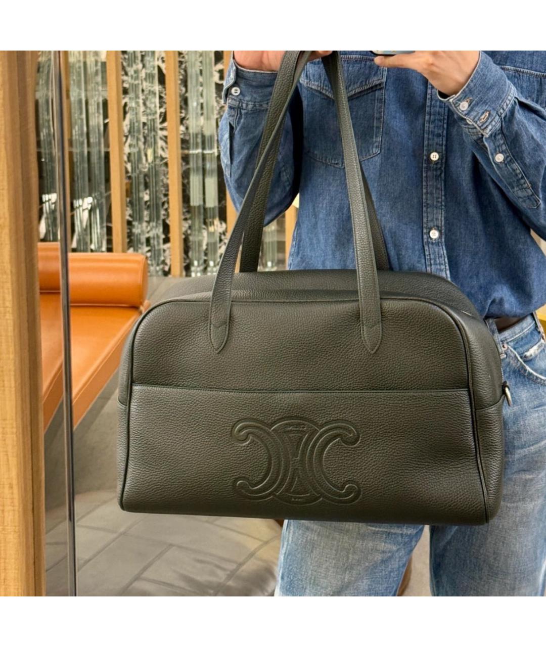 CELINE Черная кожаная сумка на плечо, фото 7