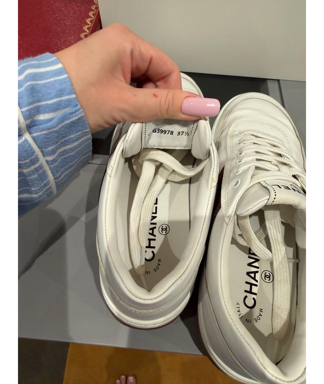 CHANEL Белые кожаные кеды, фото 6