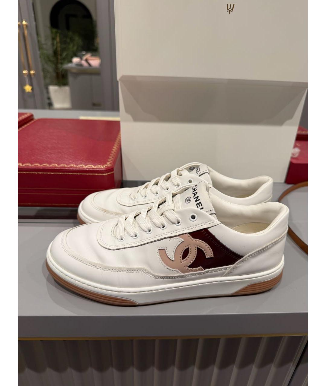 CHANEL Белые кожаные кеды, фото 5