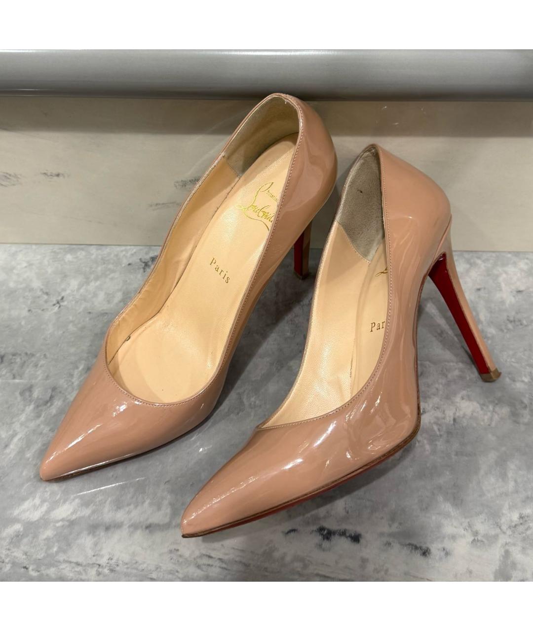 CHRISTIAN LOUBOUTIN Бежевые туфли из лакированной кожи, фото 3