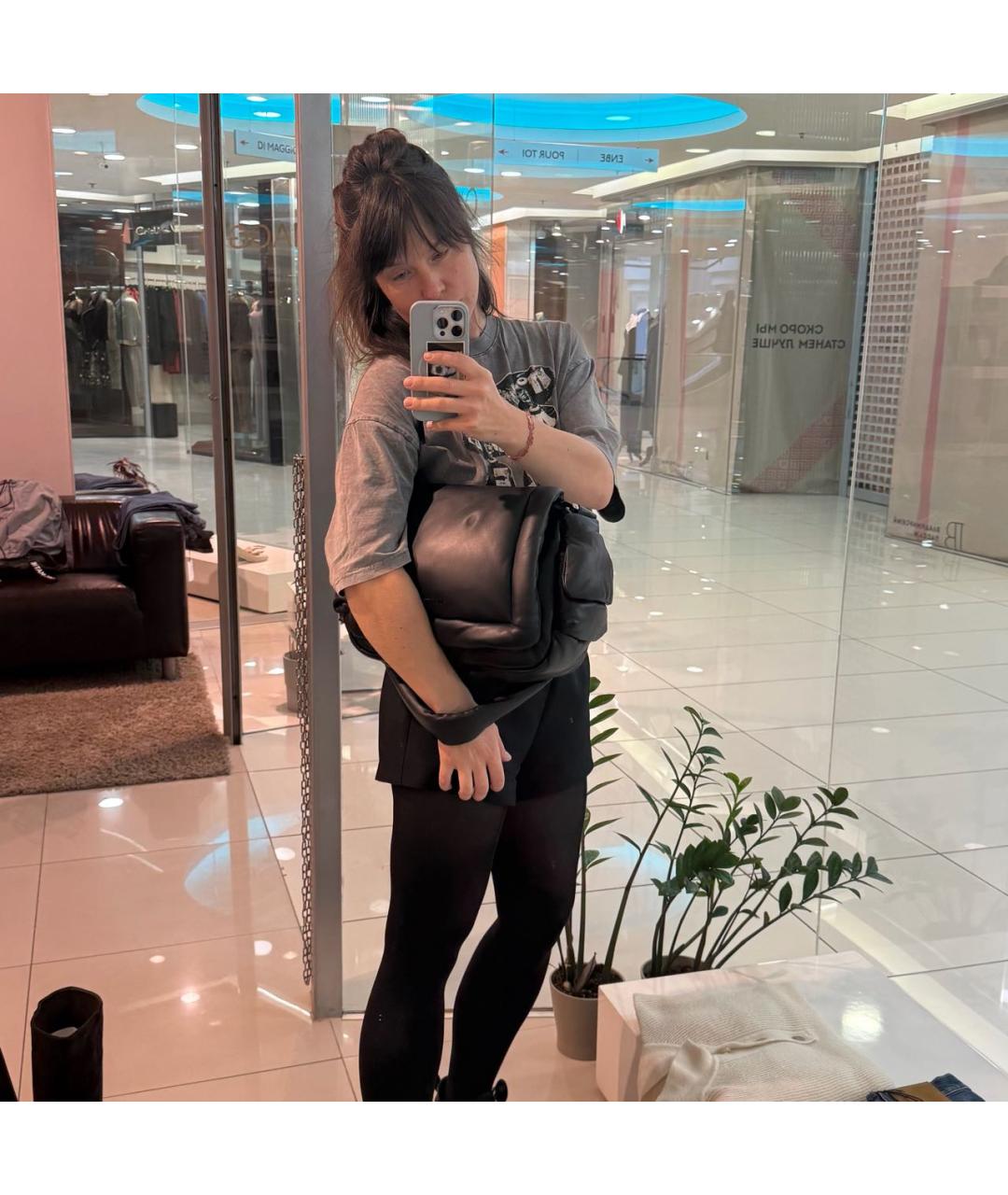 VIC MATIE Черная кожаная сумка через плечо, фото 4