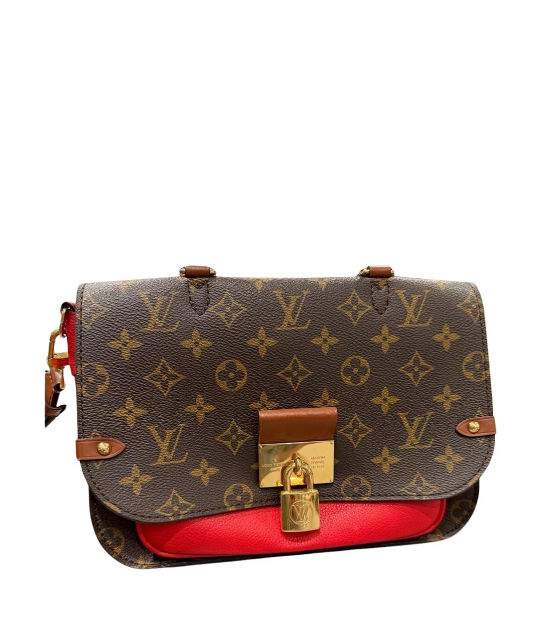 LOUIS VUITTON Коричневая кожаная сумка с короткими ручками, фото 1