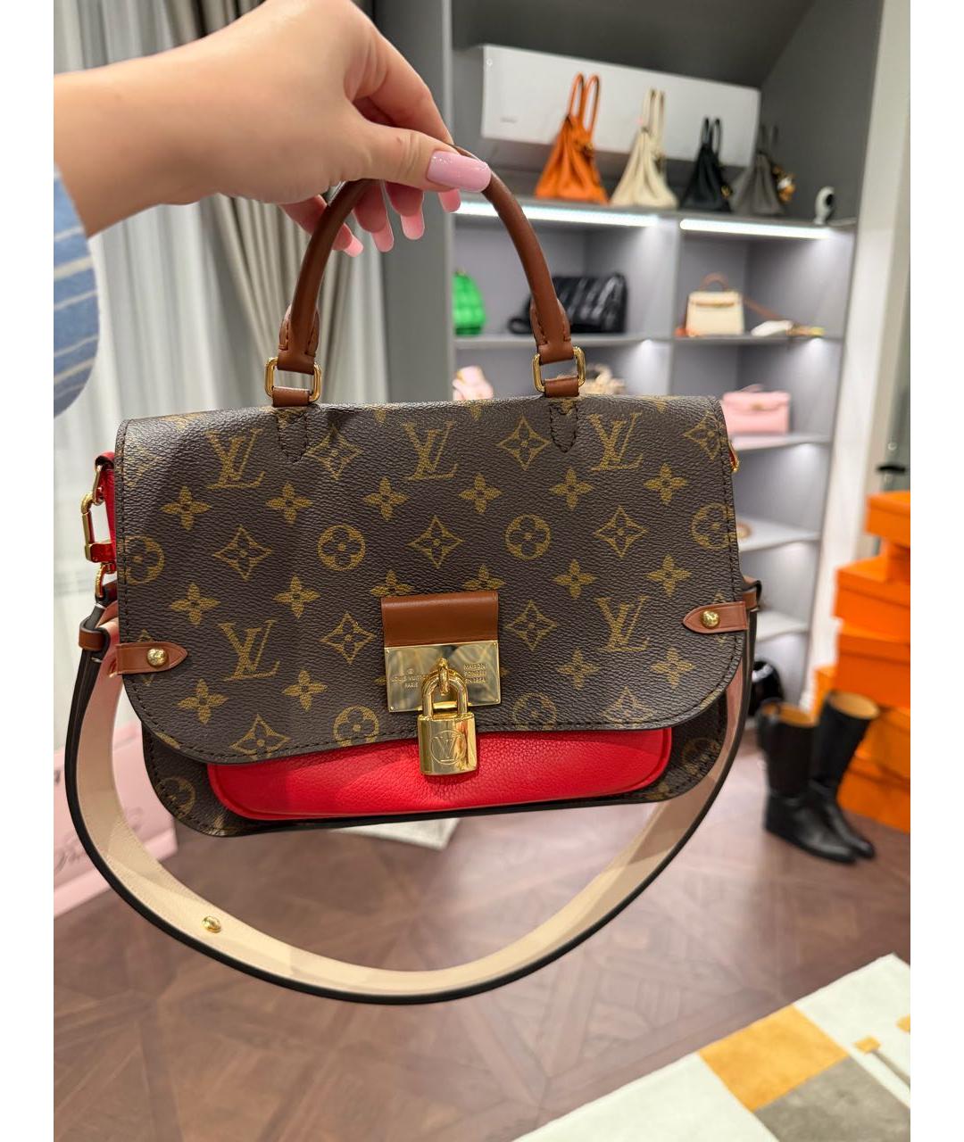 LOUIS VUITTON Коричневая кожаная сумка с короткими ручками, фото 2