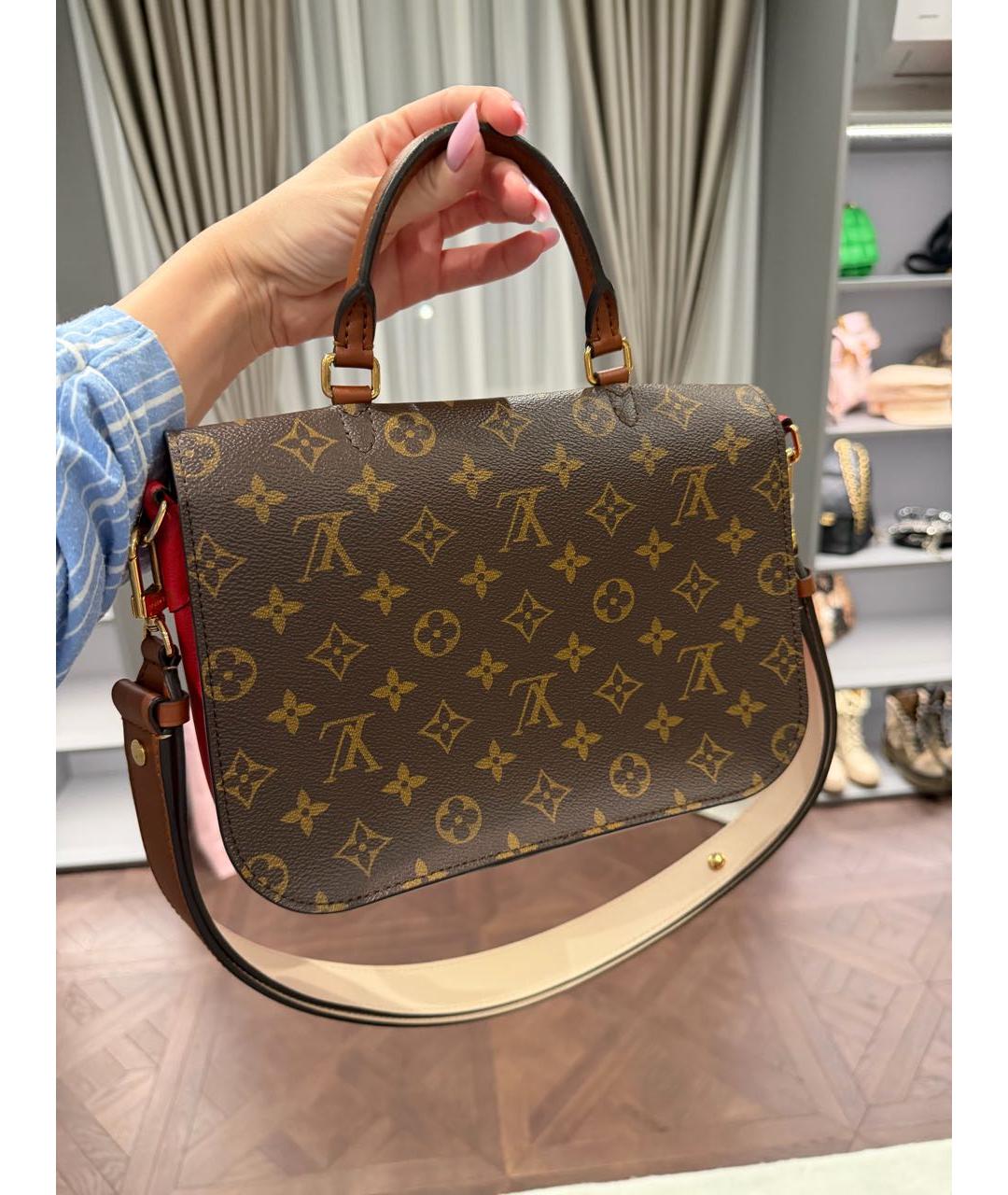 LOUIS VUITTON Коричневая кожаная сумка с короткими ручками, фото 3