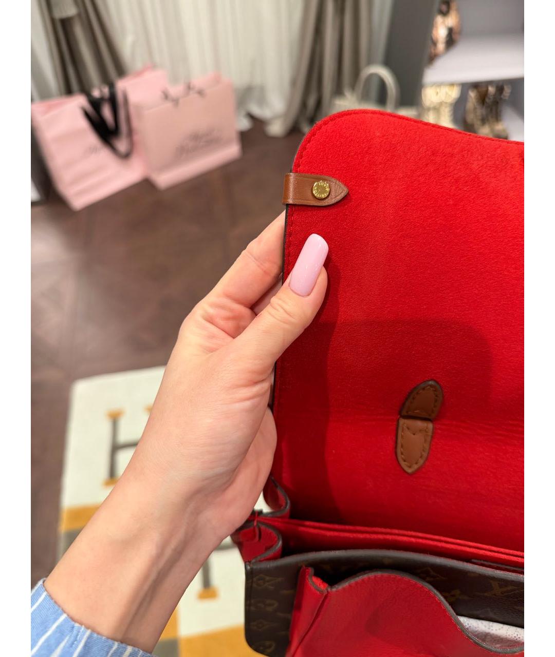 LOUIS VUITTON Коричневая кожаная сумка с короткими ручками, фото 8