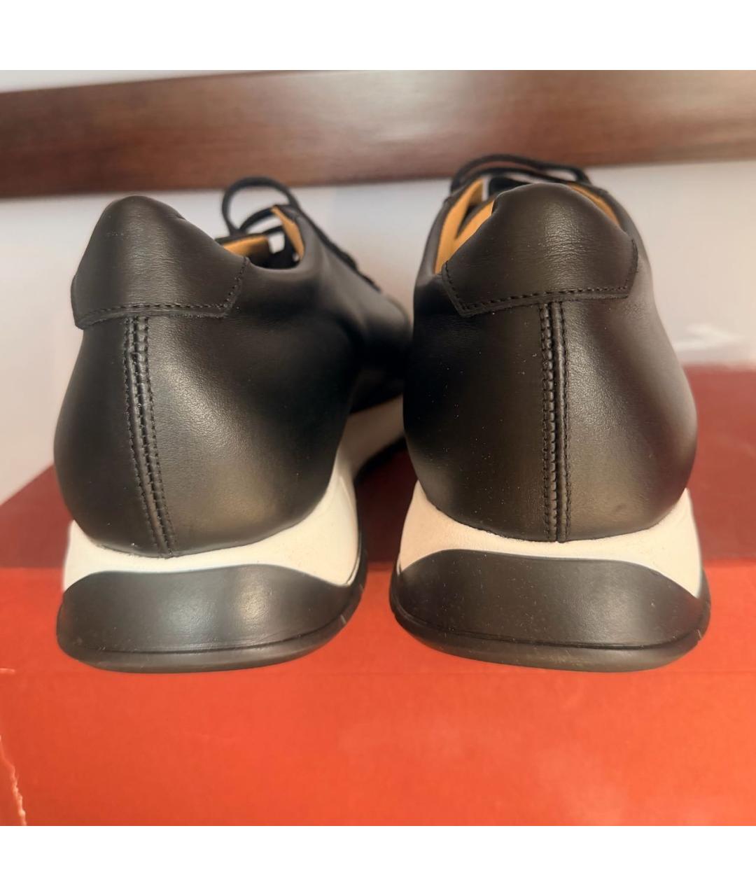 TESTONI Черные кожаные низкие кроссовки / кеды, фото 5