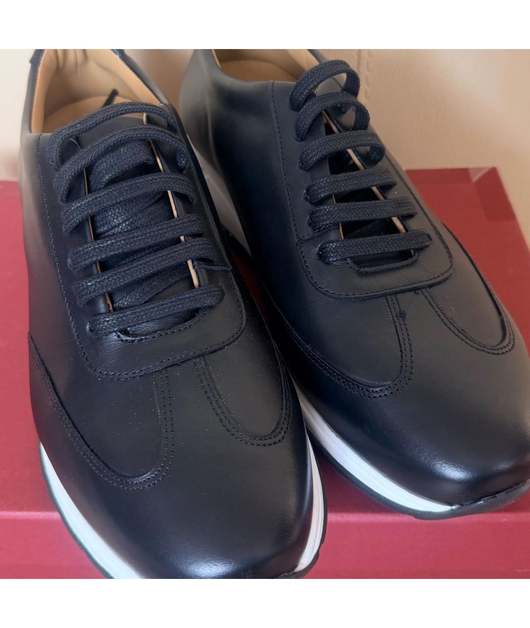 TESTONI Черные кожаные низкие кроссовки / кеды, фото 3