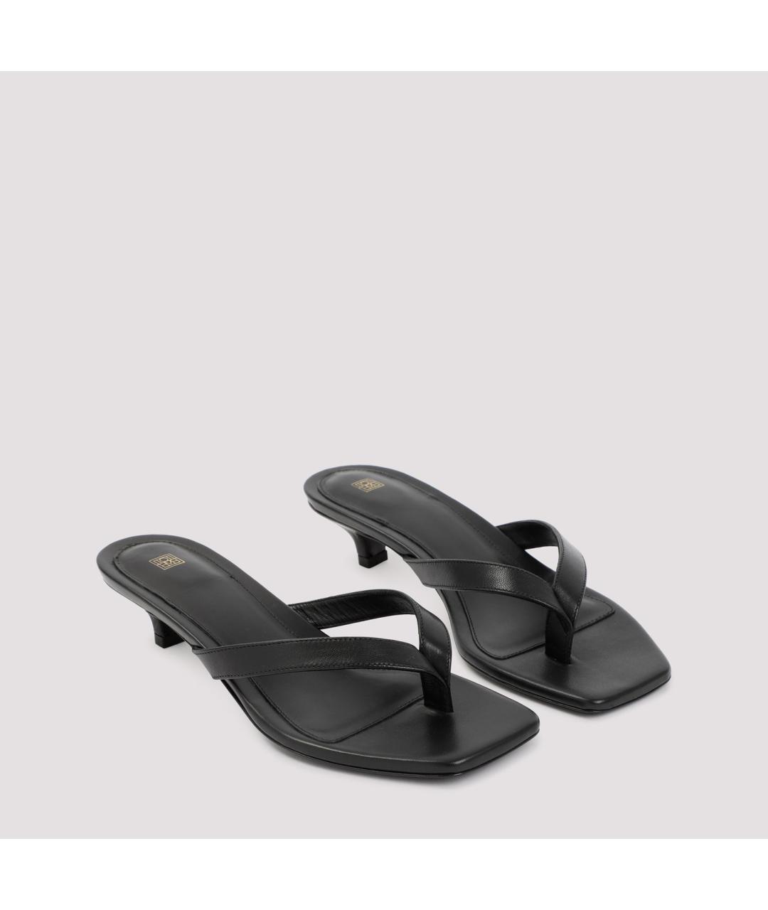 TOTEME Черные кожаные шлепанцы, фото 4
