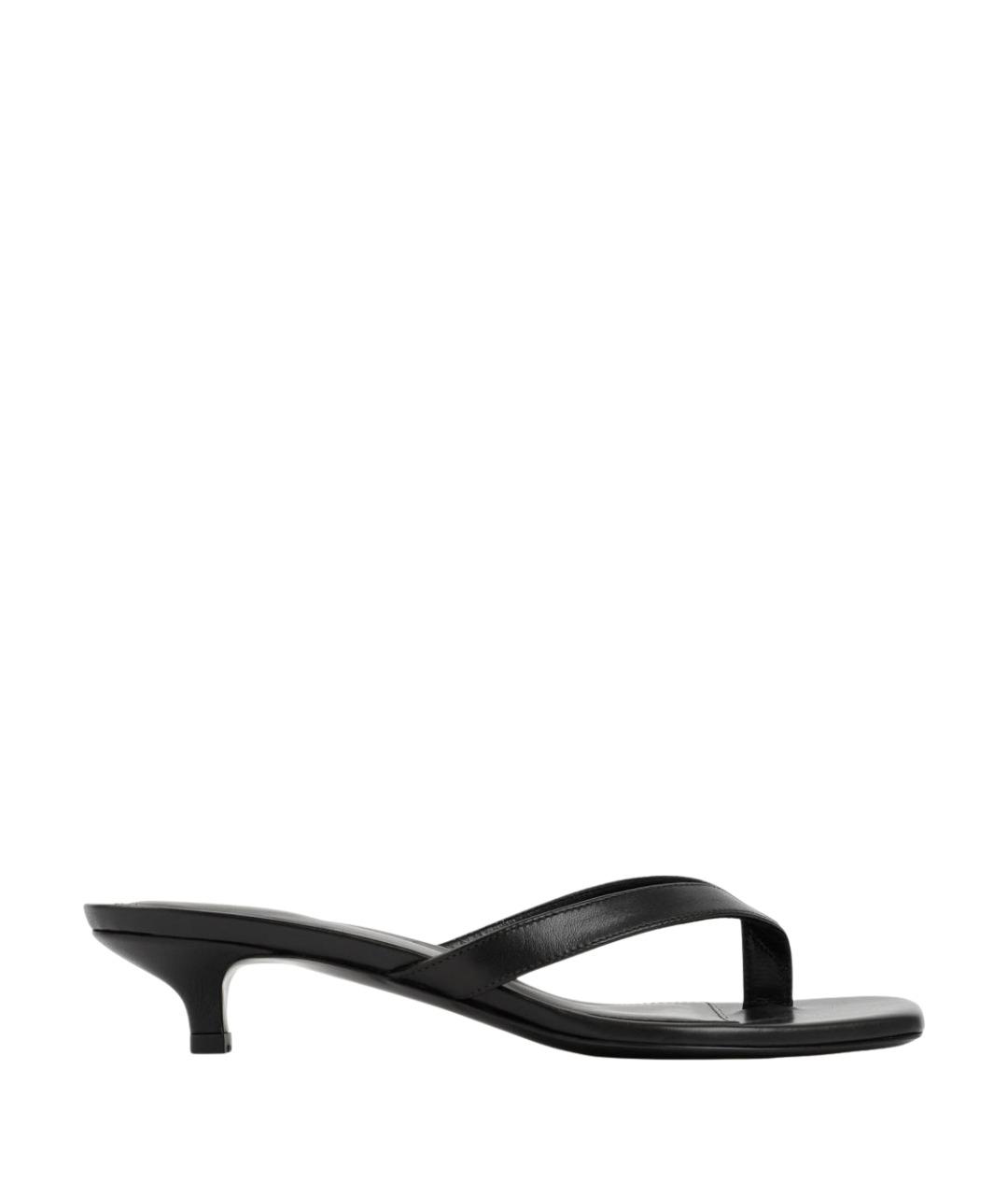TOTEME Черные кожаные шлепанцы, фото 1