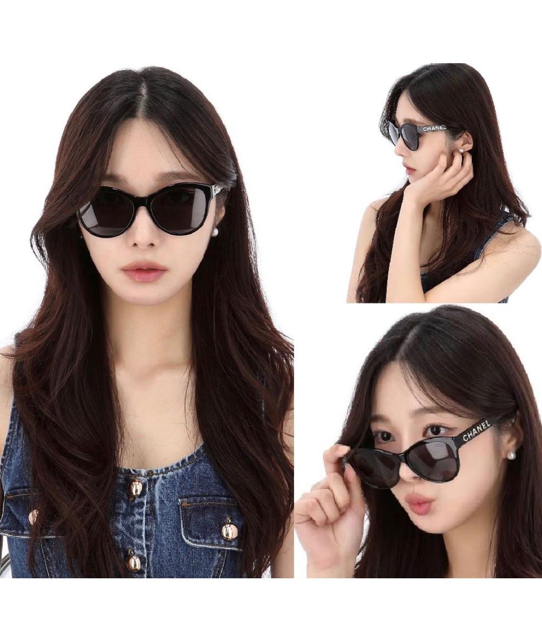 CHANEL Черные пластиковые солнцезащитные очки, фото 6