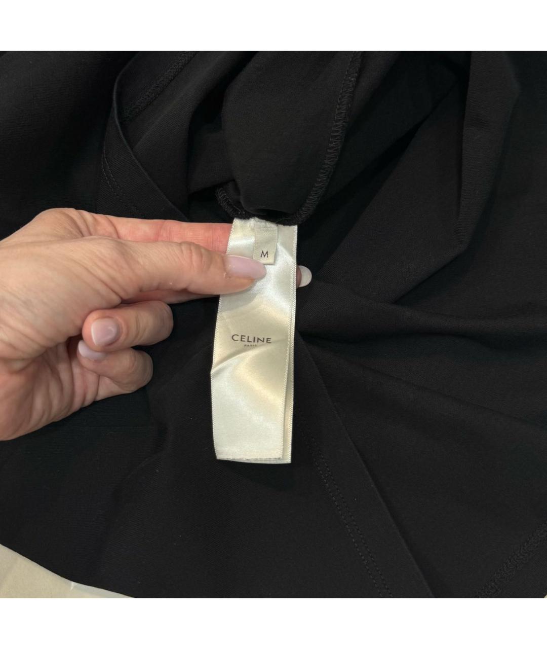 CELINE Черная хлопковая футболка, фото 3