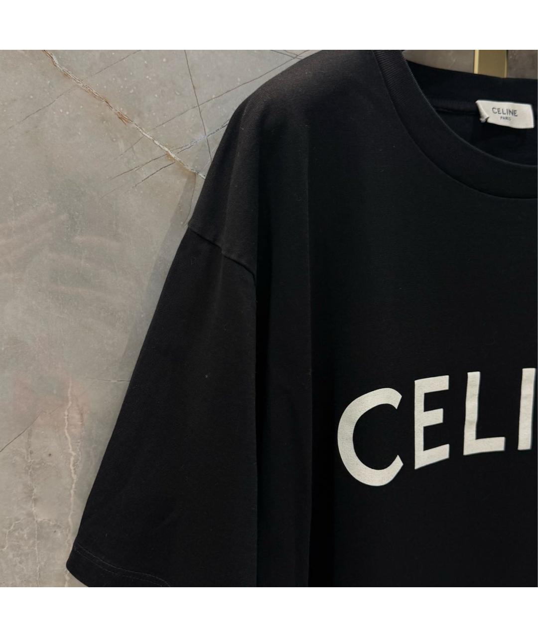 CELINE Черная хлопковая футболка, фото 7