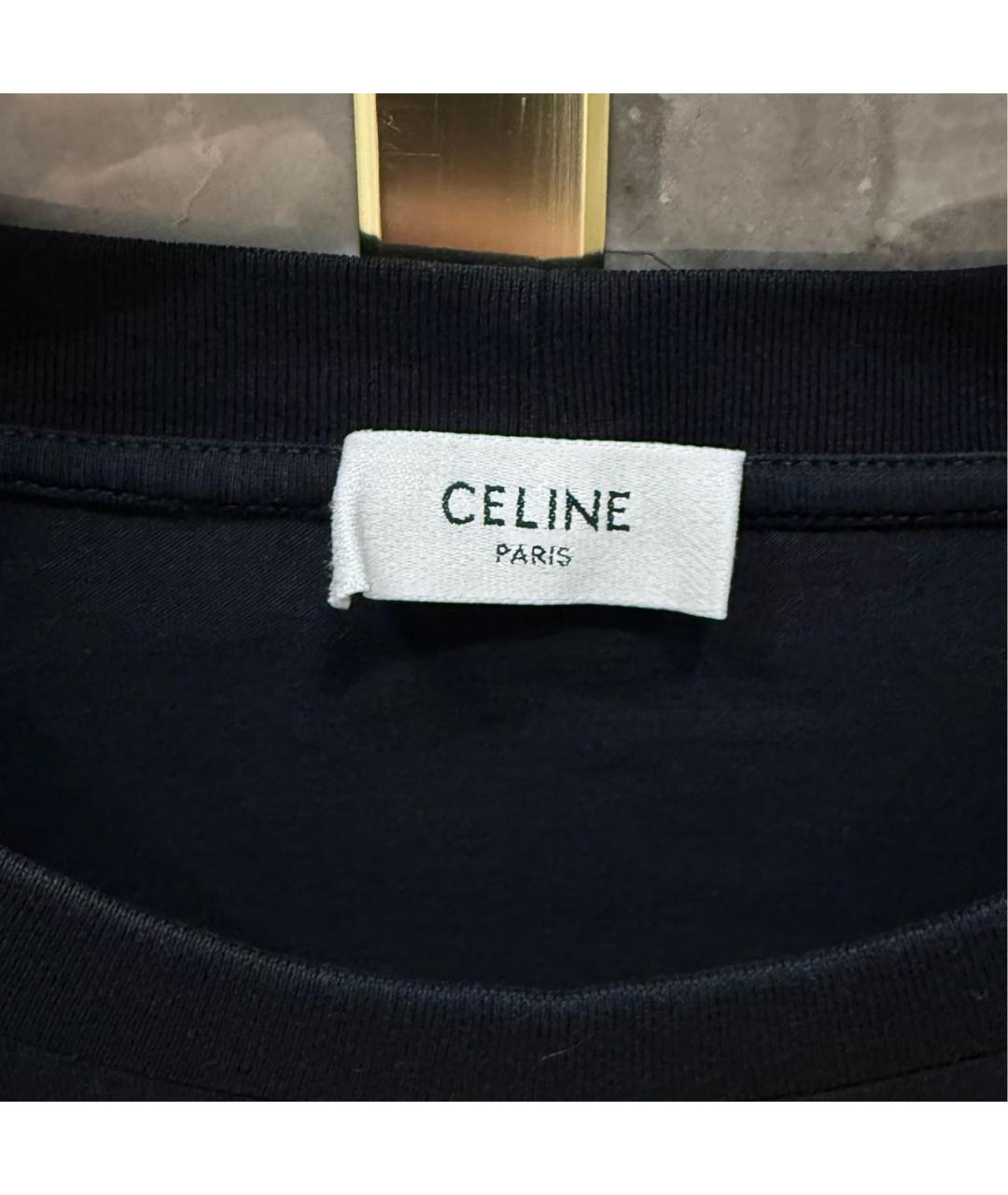 CELINE Черная хлопковая футболка, фото 8