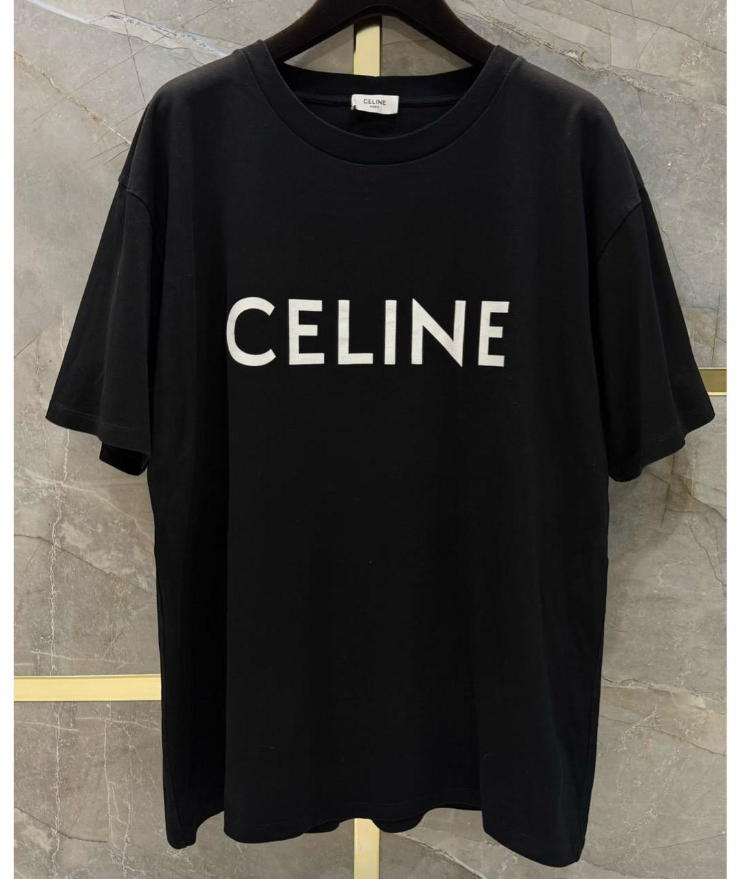 CELINE Черная хлопковая футболка, фото 2