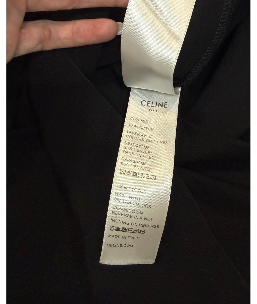 CELINE Черная хлопковая футболка, фото 4