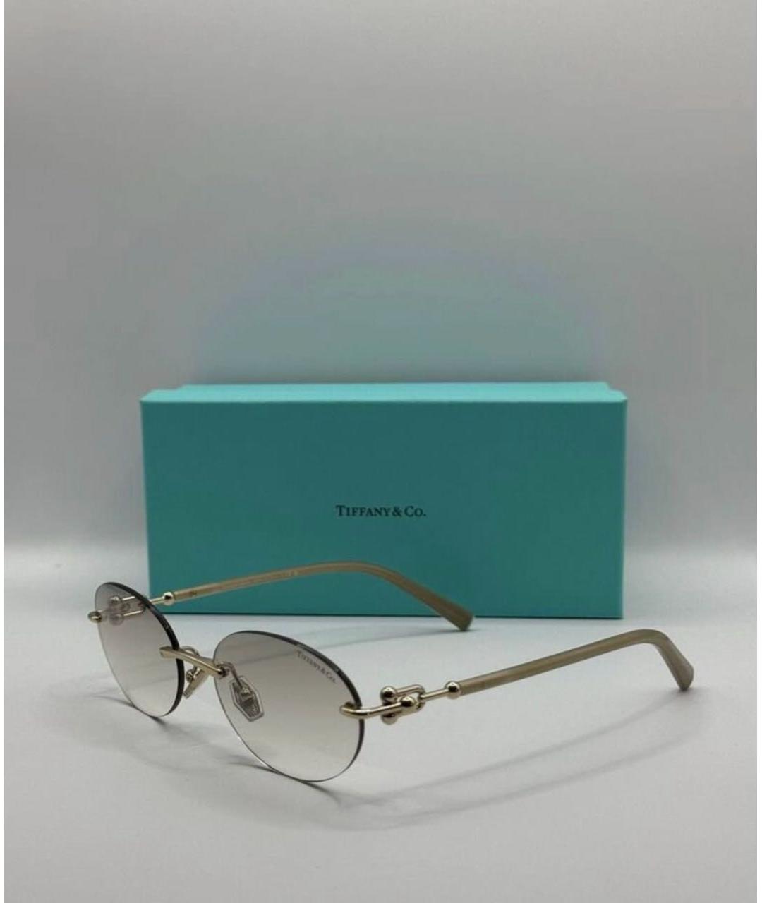 TIFFANY&CO Золотые металлические солнцезащитные очки, фото 4