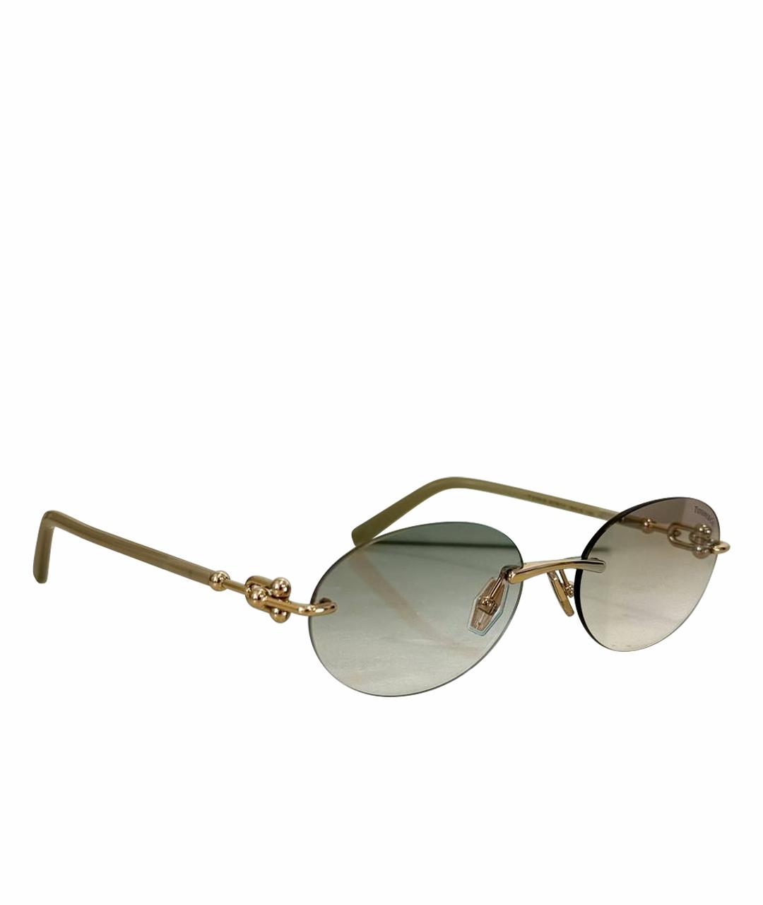 TIFFANY&CO Золотые металлические солнцезащитные очки, фото 1
