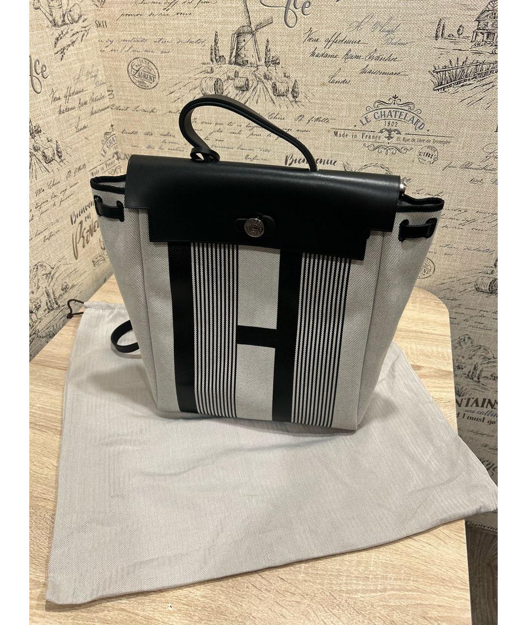 HERMES Черный тканевый рюкзак, фото 5