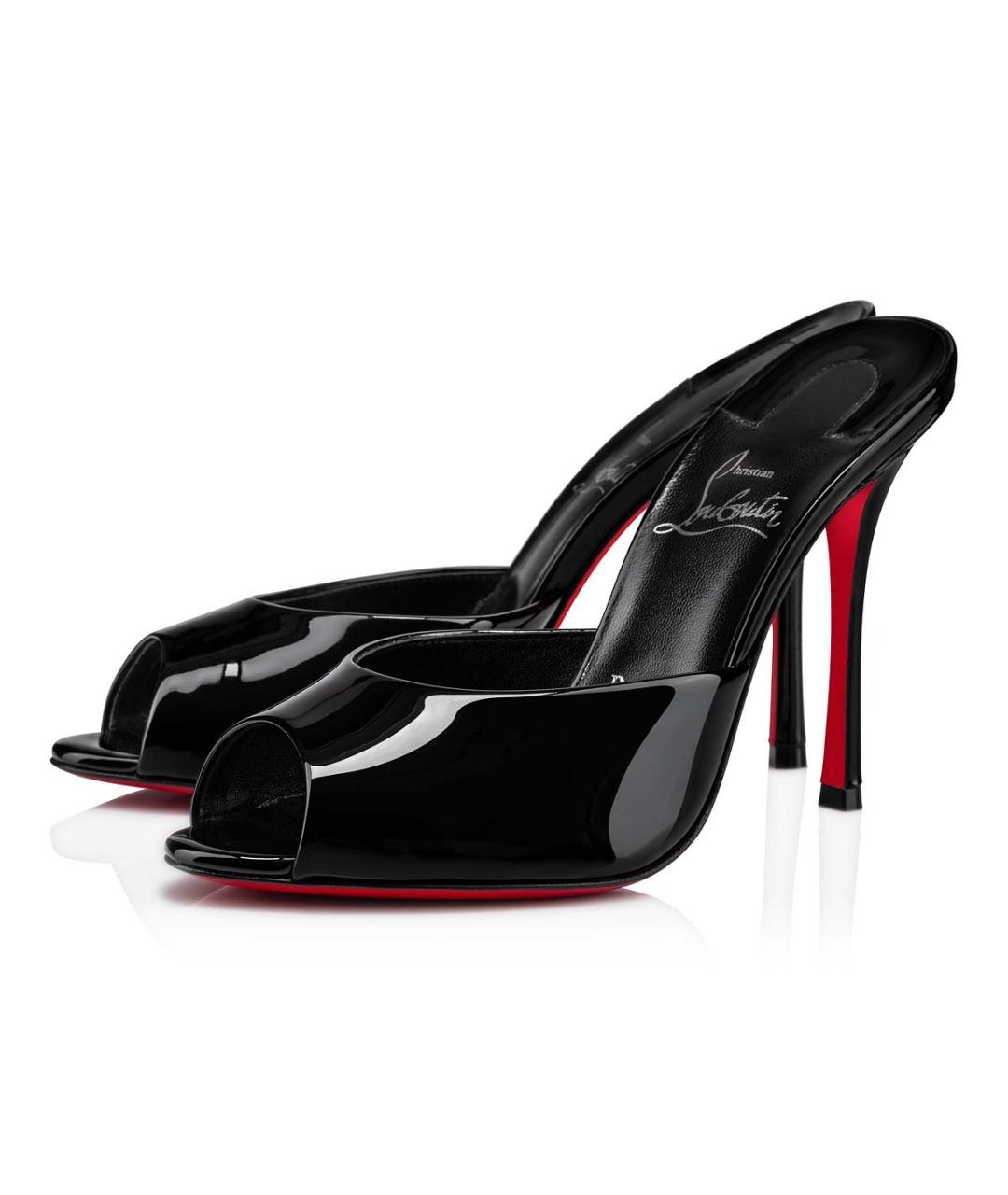 CHRISTIAN LOUBOUTIN Черные кожаные мюли, фото 3