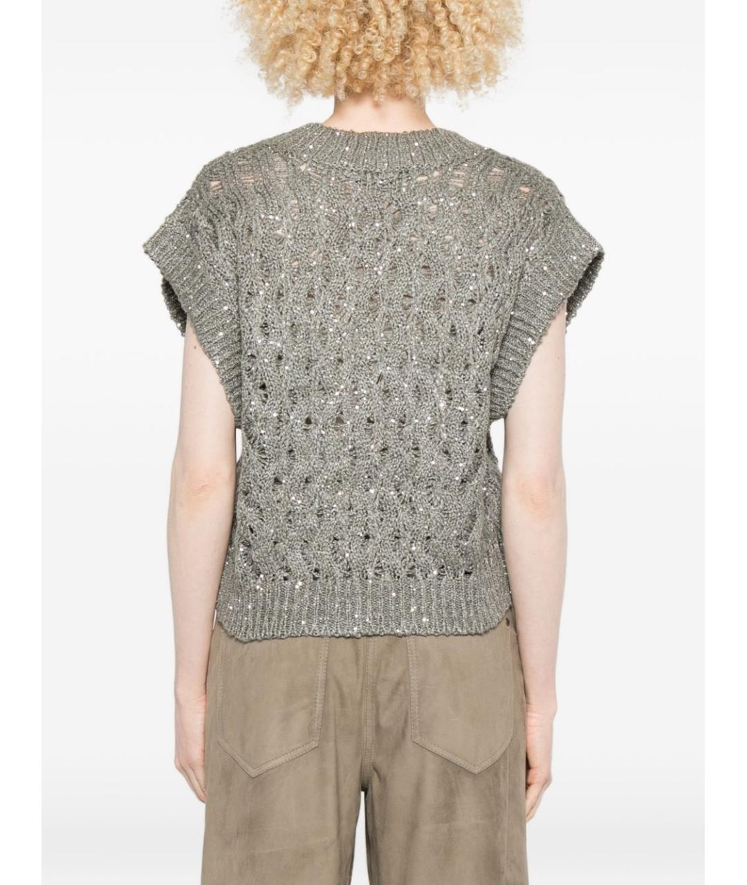 BRUNELLO CUCINELLI Зеленый шелковый джемпер / свитер, фото 3