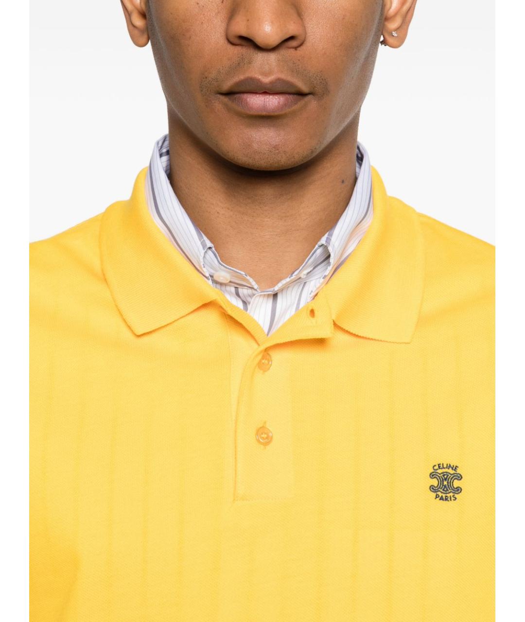 CELINE Желтое хлопковое поло с коротким рукавом, фото 4