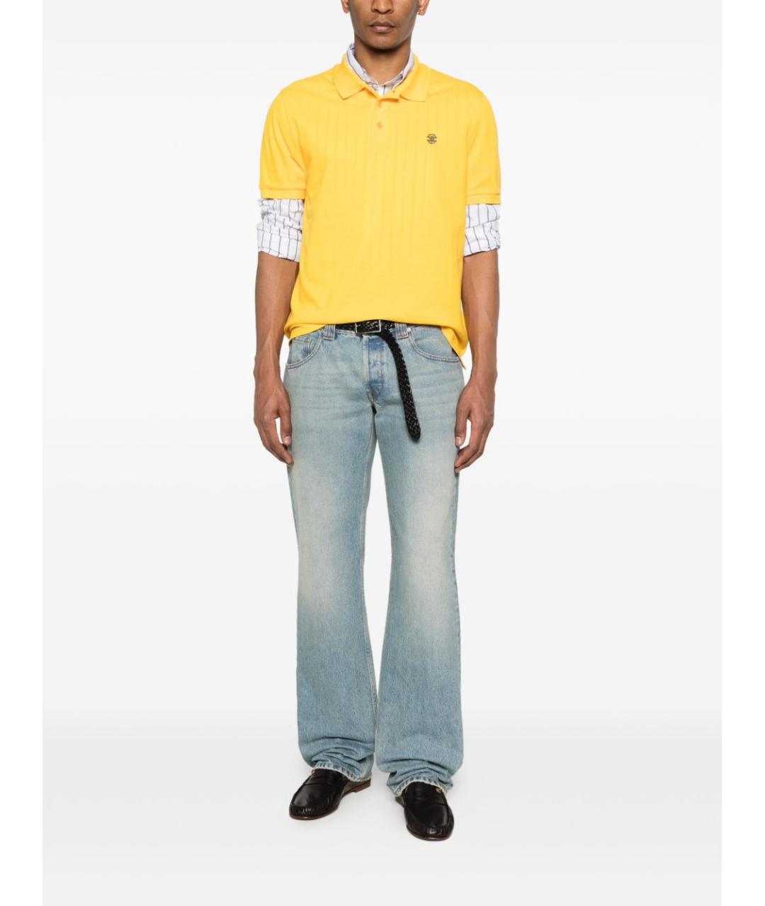 CELINE Желтое хлопковое поло с коротким рукавом, фото 3