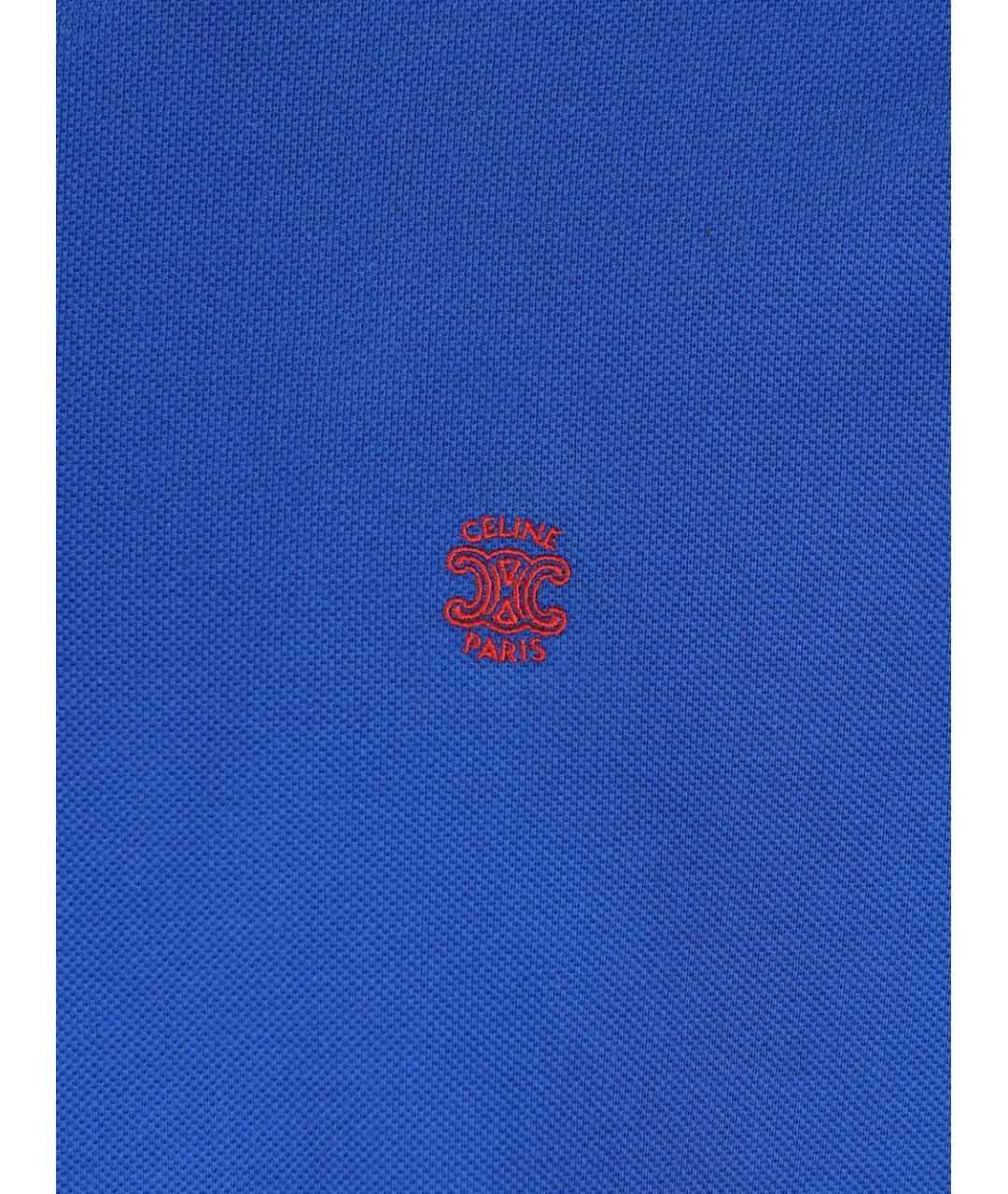 CELINE Синее хлопковое поло с коротким рукавом, фото 3