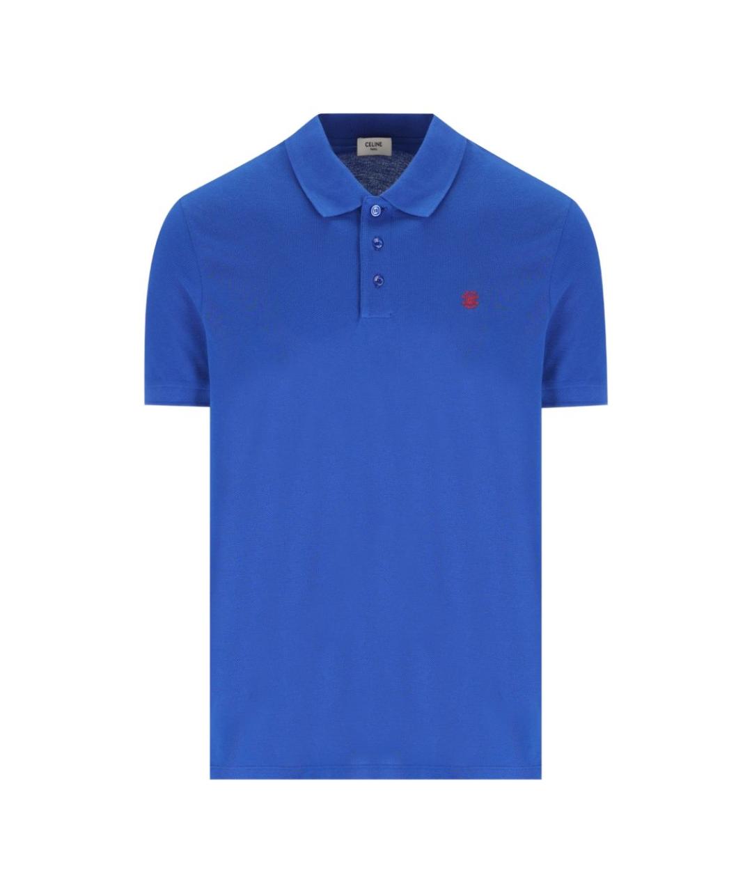 CELINE Синее хлопковое поло с коротким рукавом, фото 1