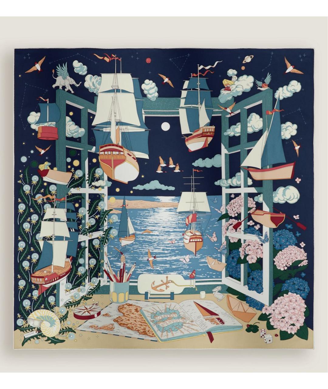 HERMES Мульти шелковый платок, фото 5