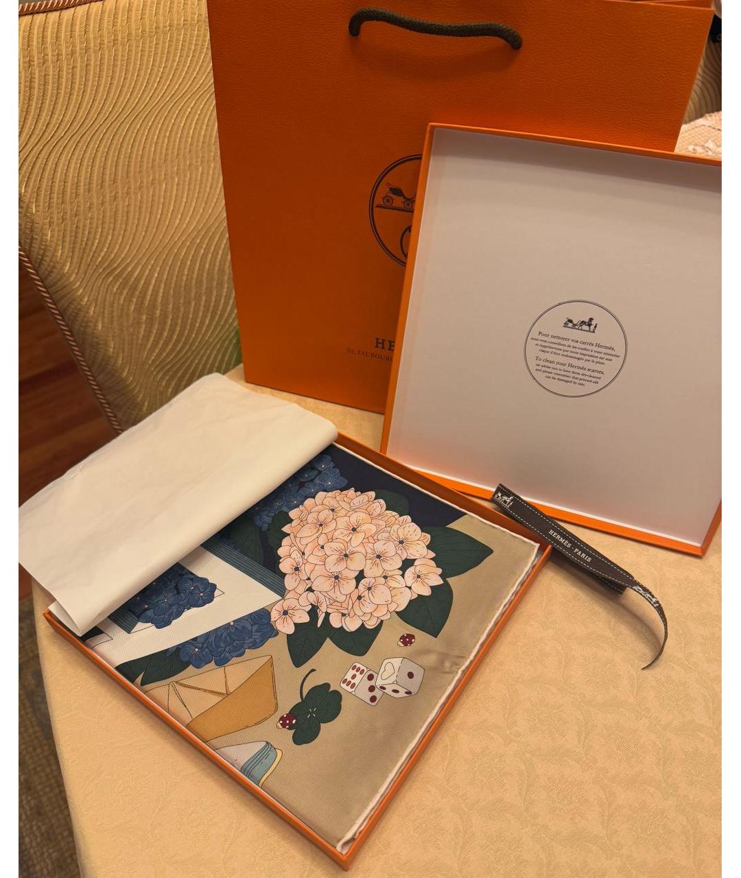 HERMES Мульти шелковый платок, фото 4