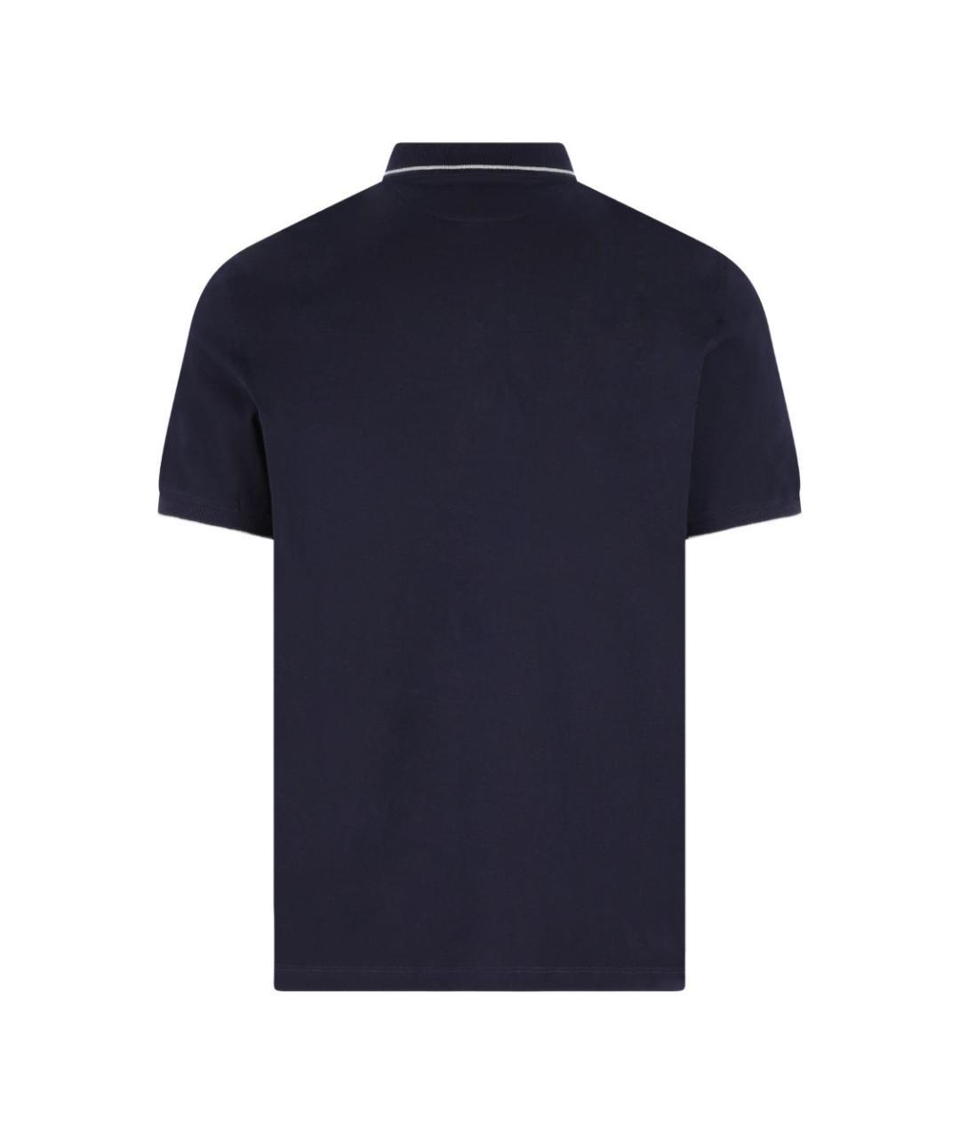 BRUNELLO CUCINELLI Темно-синее хлопковое поло с коротким рукавом, фото 4
