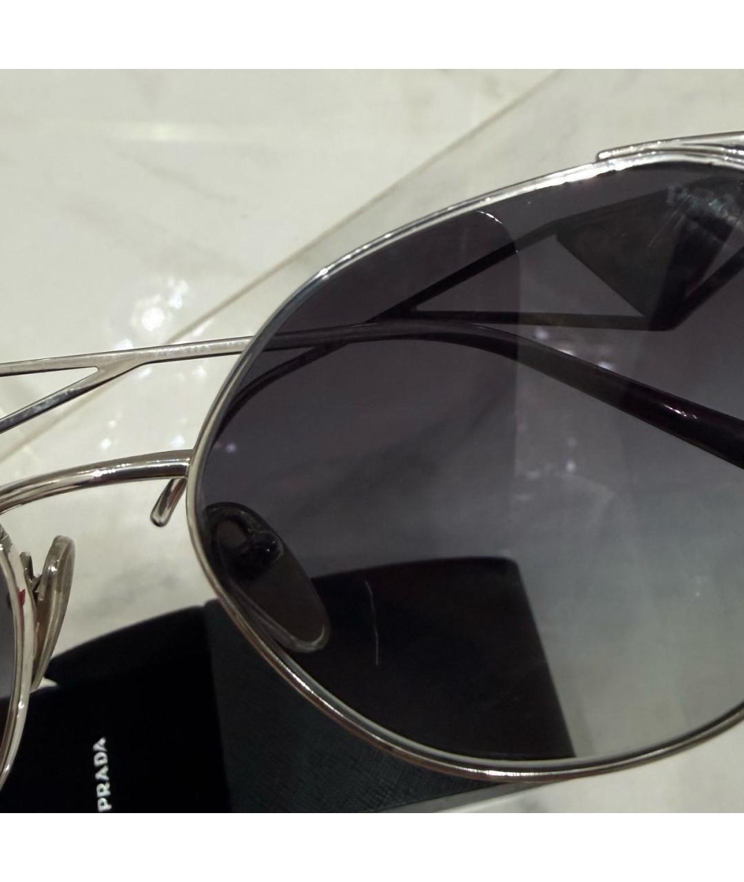 PRADA Серебряные металлические солнцезащитные очки, фото 6