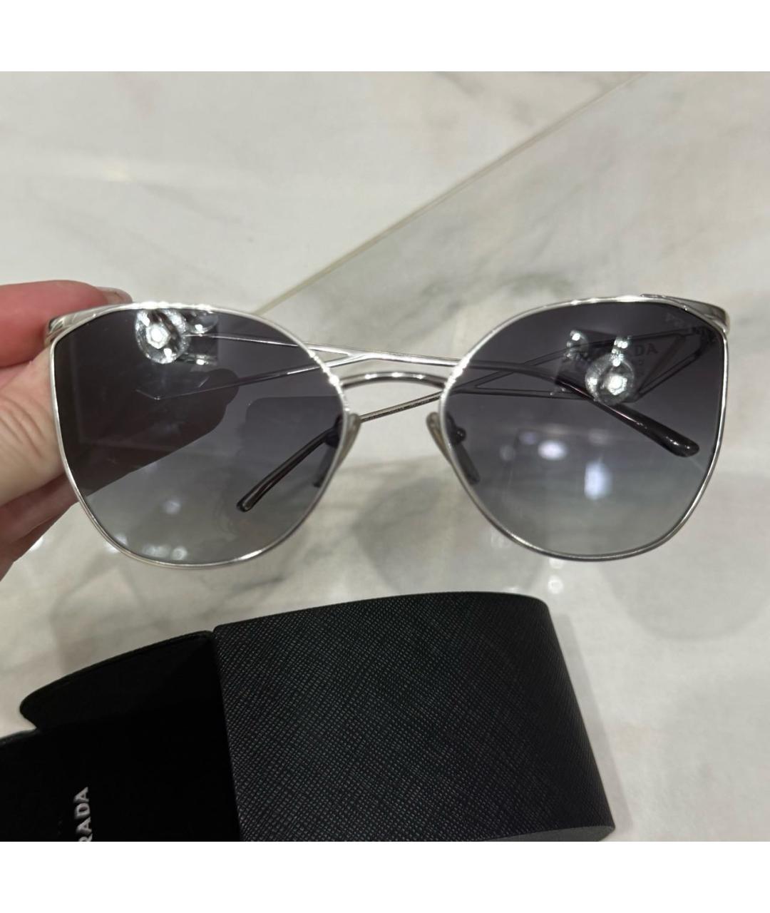 PRADA Серебряные металлические солнцезащитные очки, фото 8
