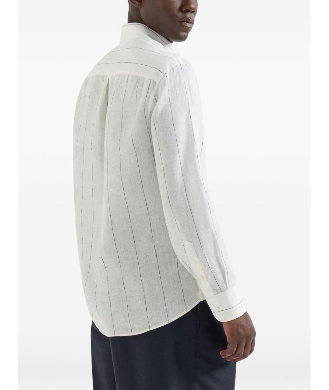 BRUNELLO CUCINELLI Белая льняная кэжуал рубашка, фото 5