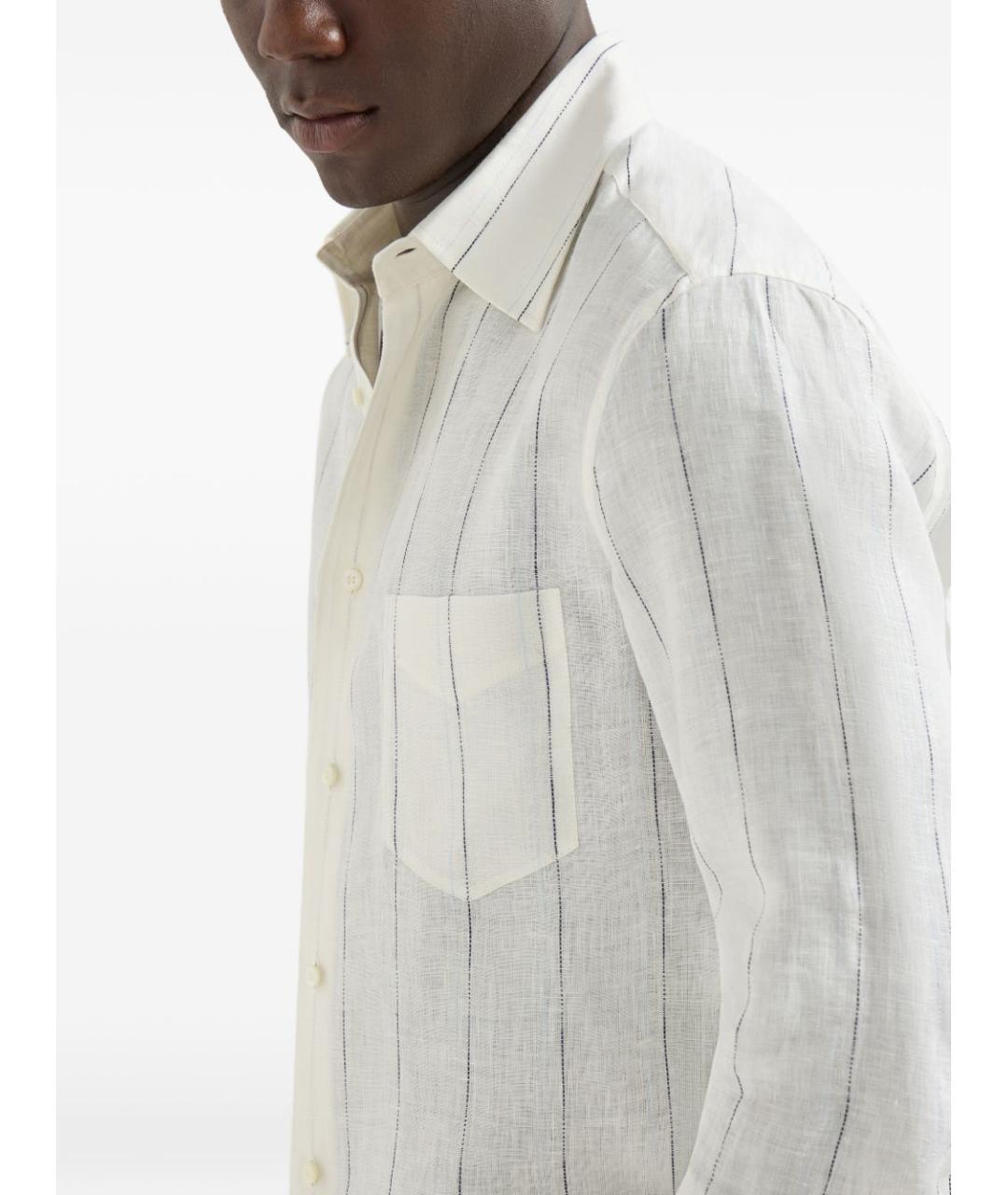BRUNELLO CUCINELLI Белая льняная кэжуал рубашка, фото 2