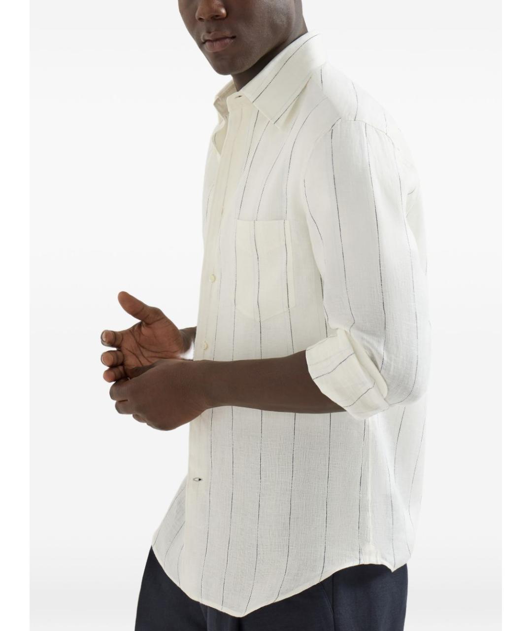 BRUNELLO CUCINELLI Белая льняная кэжуал рубашка, фото 4