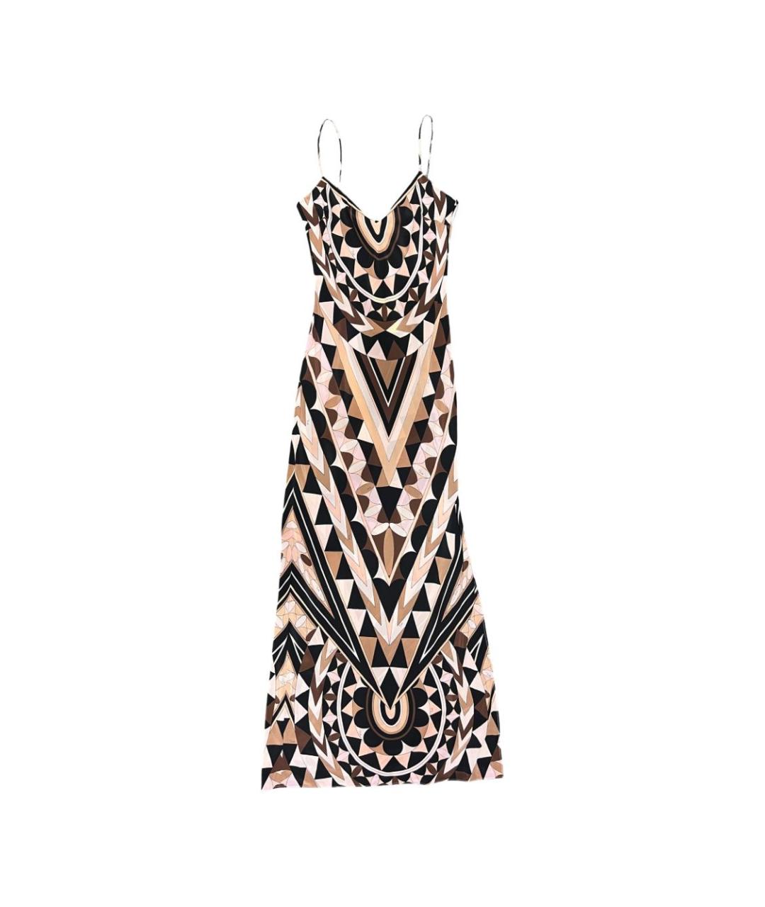 PUCCI Бежевое шелковое повседневное платье, фото 1