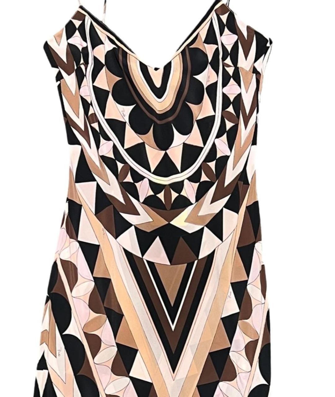 PUCCI Бежевое шелковое повседневное платье, фото 2