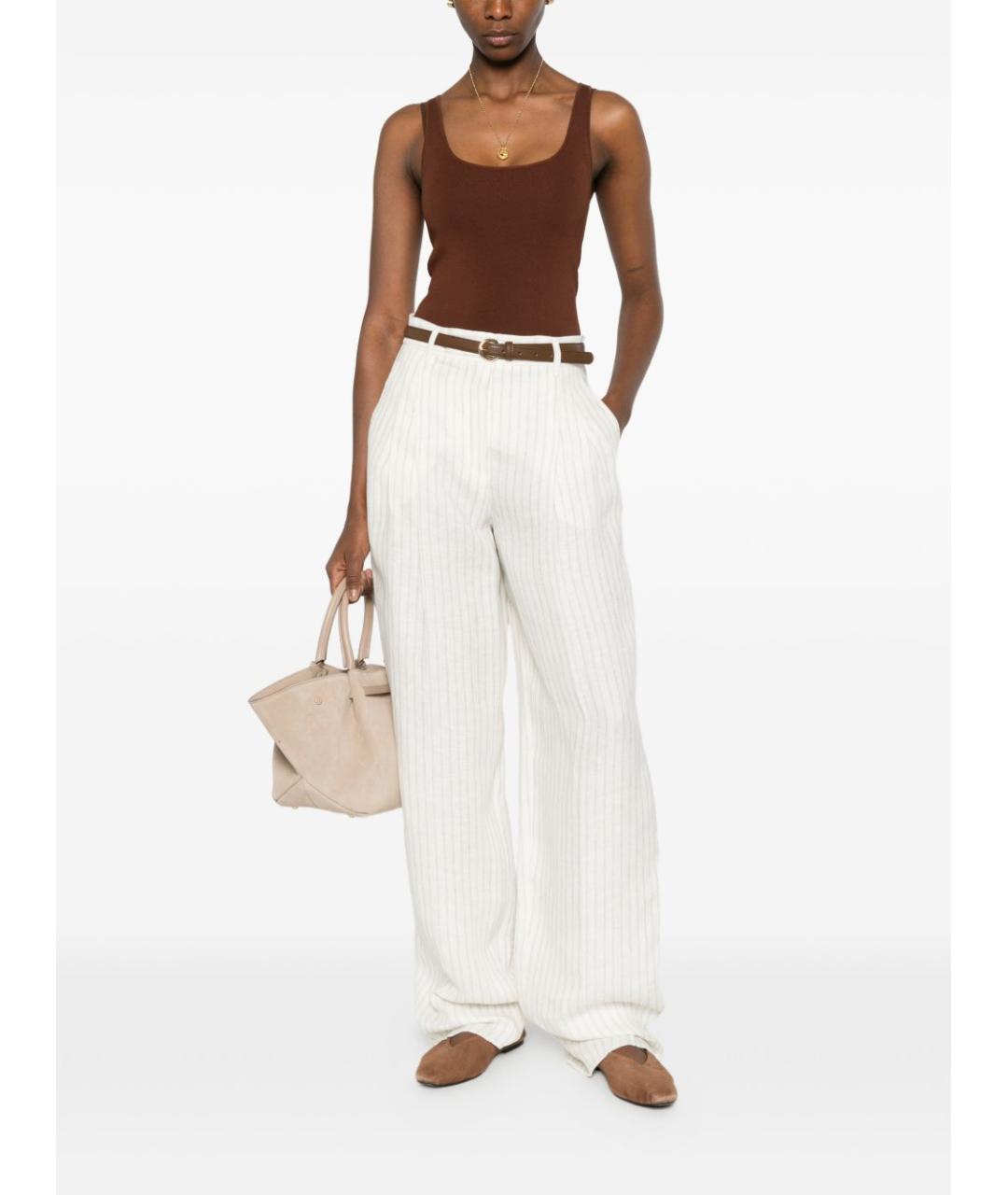 MAX MARA Бежевые льняные прямые брюки, фото 3