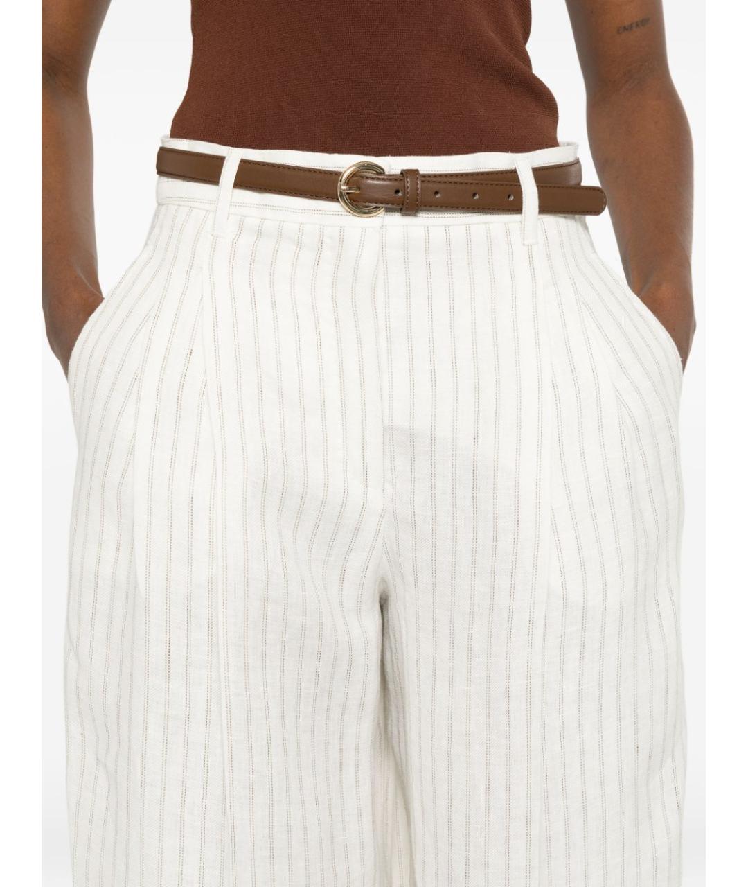 MAX MARA Бежевые льняные прямые брюки, фото 4