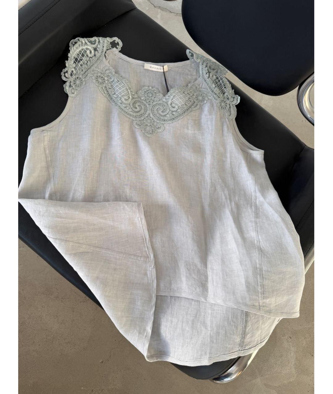 MAURIZIO MIRI Серая льняная майка, фото 7