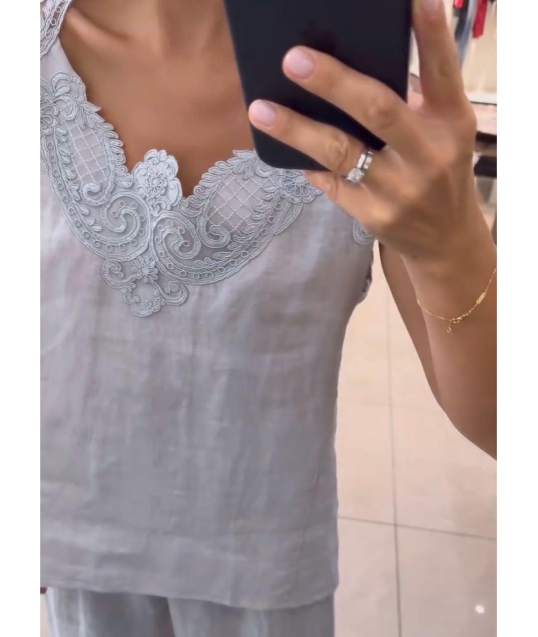 MAURIZIO MIRI Серая льняная майка, фото 2