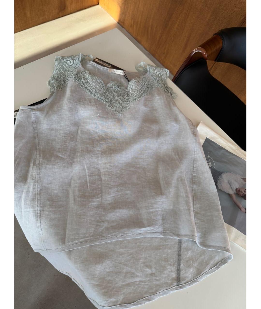 MAURIZIO MIRI Серая льняная майка, фото 8