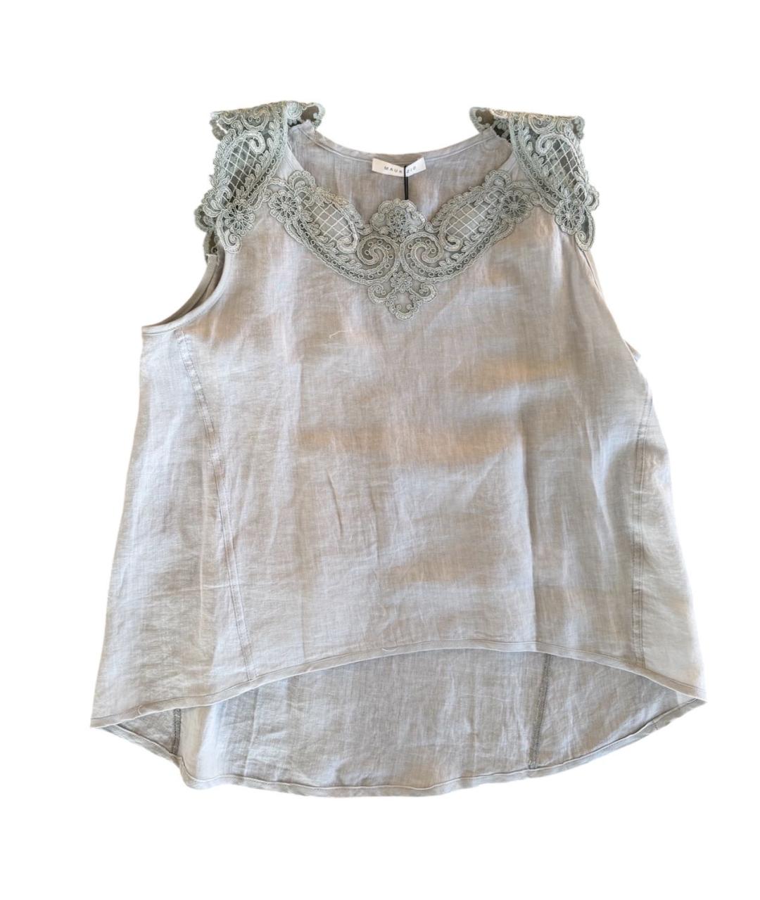 MAURIZIO MIRI Серая льняная майка, фото 9